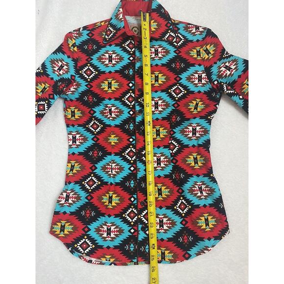 CR Ranch Wear Southwestern Button Up Long Sleeve Shirt Women's XXS Western Aztec - Picture 7 of 11
